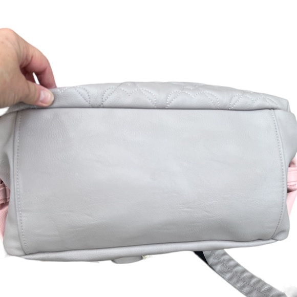 Betsey Johnson Pink and Gray True to Your Heart Quilted Backpack Diaper Bag - Picture 13 of 15